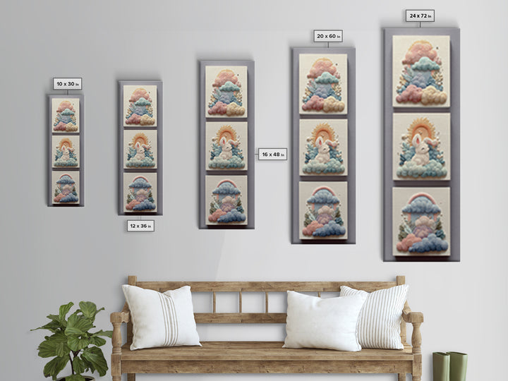 Pastel Rainbow with Soft Cloud Shapes Canvas Print, Nursery Decor, Minimalist Decor, Nursery, Wall Decals, Nursery Wall Decor, NDE-1x3-37