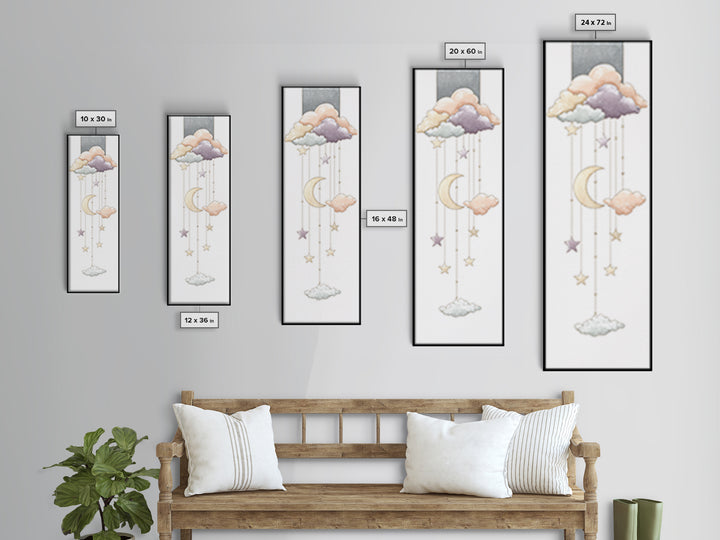Moon Phase Mobile Canvas Print, Nursery Decor, Playroom Decor, Nursery, Boy Nursery Decor, Gallery Decor, Neutral Decor, NDE-1x3-39