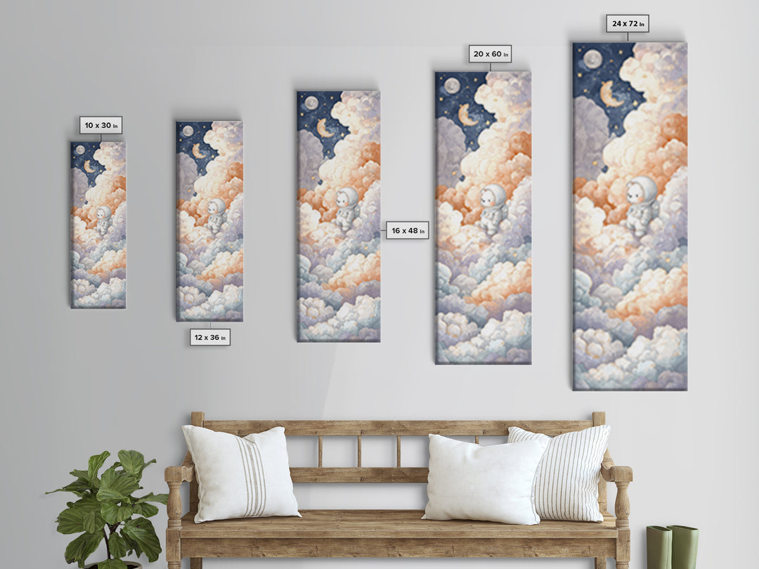Little Astronaut Bear Canvas Print, Nursery Decor, Kids Wall Art, Abstract Art, Nursery, Room Decor, Textured Painting, NDE-1x3-51