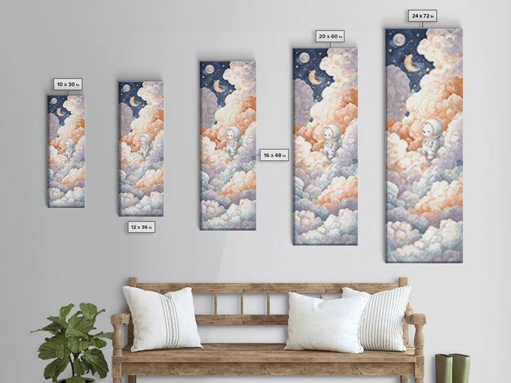 Little Astronaut Bear Canvas Print, Nursery Decor, Kids Wall Art, Abstract Art, Nursery, Room Decor, Textured Painting, NDE-1x3-51