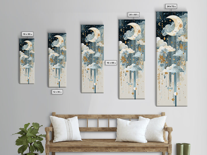 Moon Phase Mobile Canvas Print, Nursery Decor, Nursery Wall Decal, Oil Painting, Nursery, Minimalist Decor, Contemporary Art, NDE-1x3-63