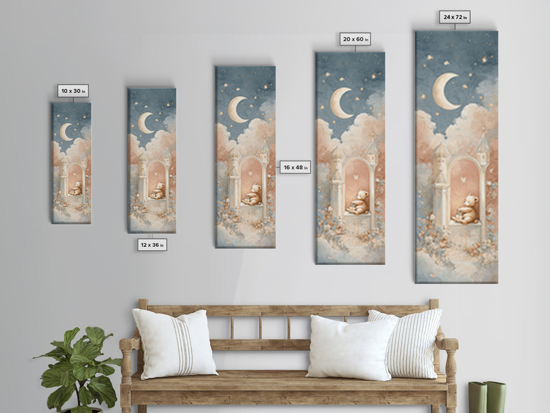 Storybook Bear with Little Lantern Framed Canvas Print, Nursery Decor, Wall Art, Oil Painting, Nursery, Nursery Wall Decor, NDE-1x3-69