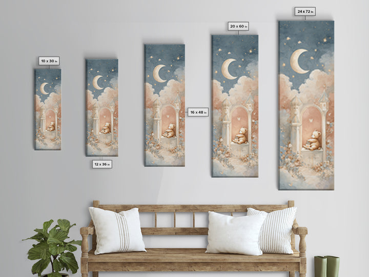 Storybook Bear with Little Lantern Framed Canvas Print, Nursery Decor, Wall Art, Oil Painting, Nursery, Nursery Wall Decor, NDE-1x3-69