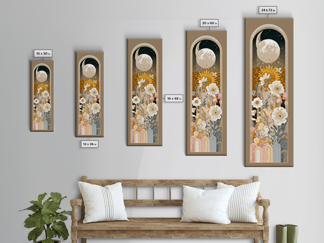 Neutral Boho Sun and Arch Shapes Framed Canvas Print, Nursery Decor, Gallery Decor, Fine Art, Nursery, Wall Art, Home Decor, NDE-1x3-71