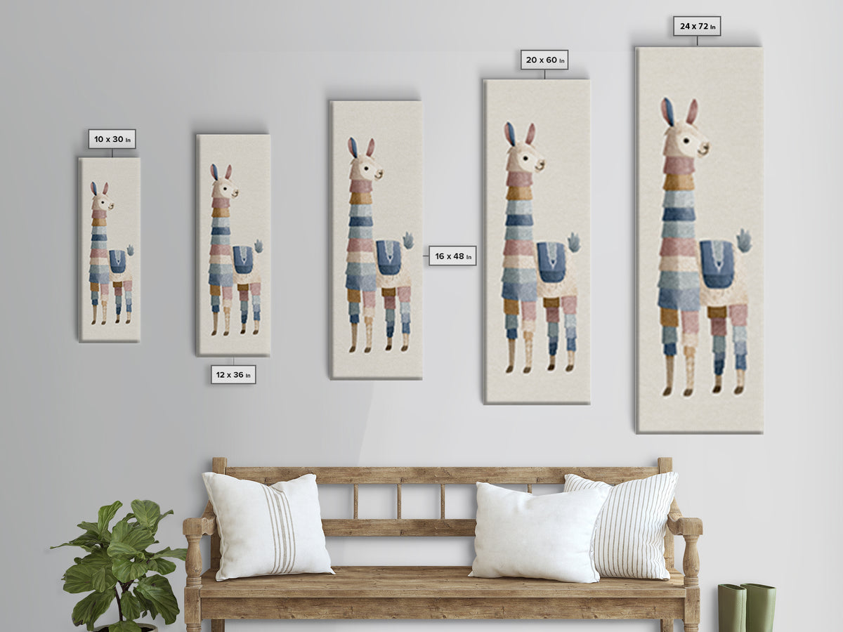 Cute Llama with Blanket Pattern Canvas Print, Nursery Decor, Safari Nursery Decor, Nursery, Modern Decor, Fine Art Print, NDE-1x3-81