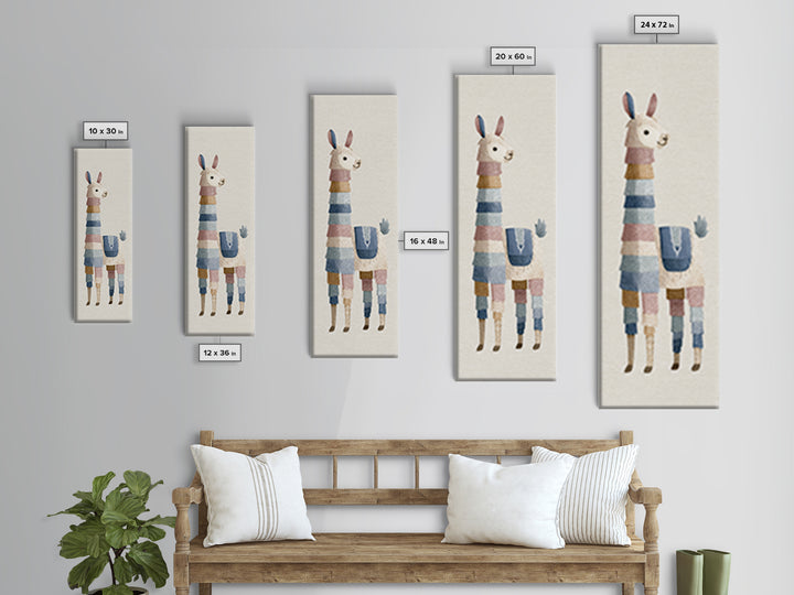 Cute Llama with Blanket Pattern Canvas Print, Nursery Decor, Safari Nursery Decor, Nursery, Modern Decor, Fine Art Print, NDE-1x3-81