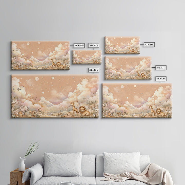 Cute Safari Animals Canvas Print, Nursery Decor, Printable Wall Art, Fine Art, Nursery, Nursery Prints, Playroom Decor, NDE-2x1-48