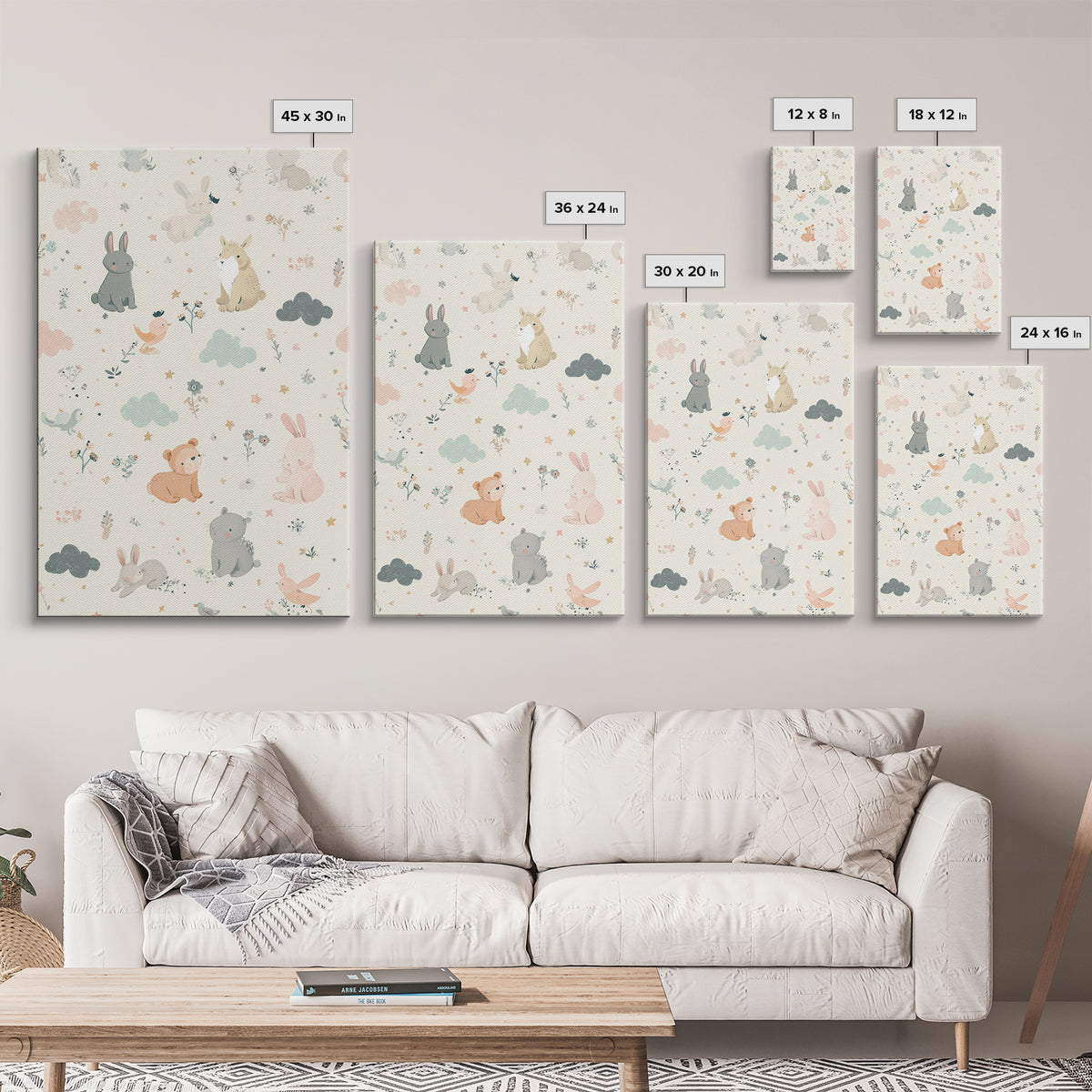 Woodland Animal Parade Canvas Print, Nursery Decor, Contemporary Art, Fine Art, Nursery, Wall Decals, Nursery Wall Decor, NDE-2x3-10