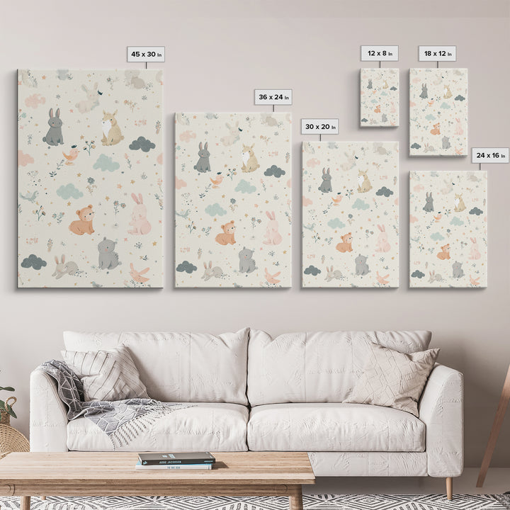 Woodland Animal Parade Canvas Print, Nursery Decor, Contemporary Art, Fine Art, Nursery, Wall Decals, Nursery Wall Decor, NDE-2x3-10