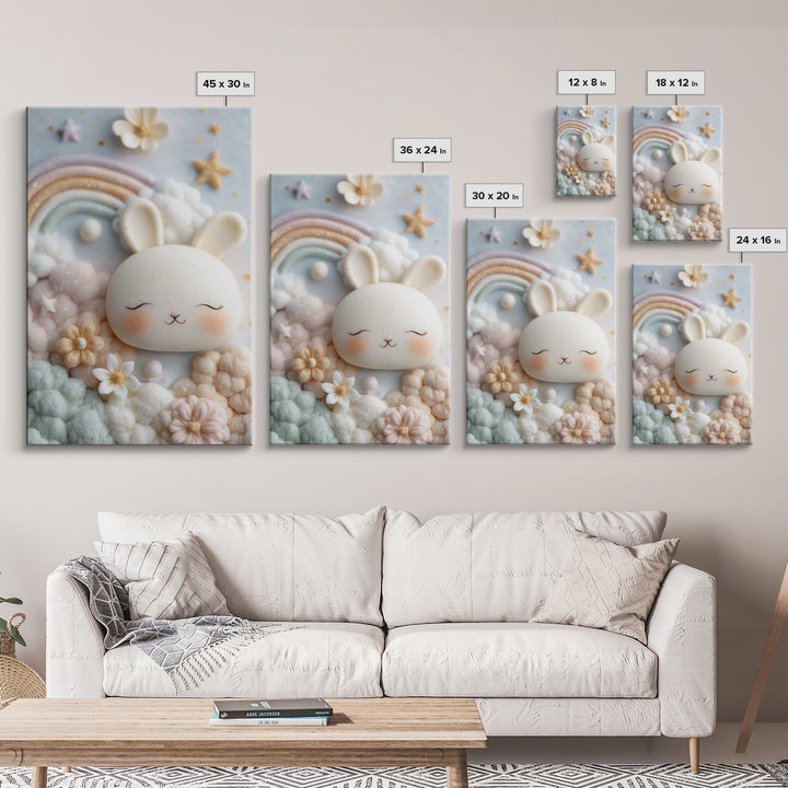 Cloud Rainbow and Raindrop Composition Framed Canvas Print, Nursery Decor, Canvas, Fine Art, Nursery, Playroom Decor, NDE-2x3-100