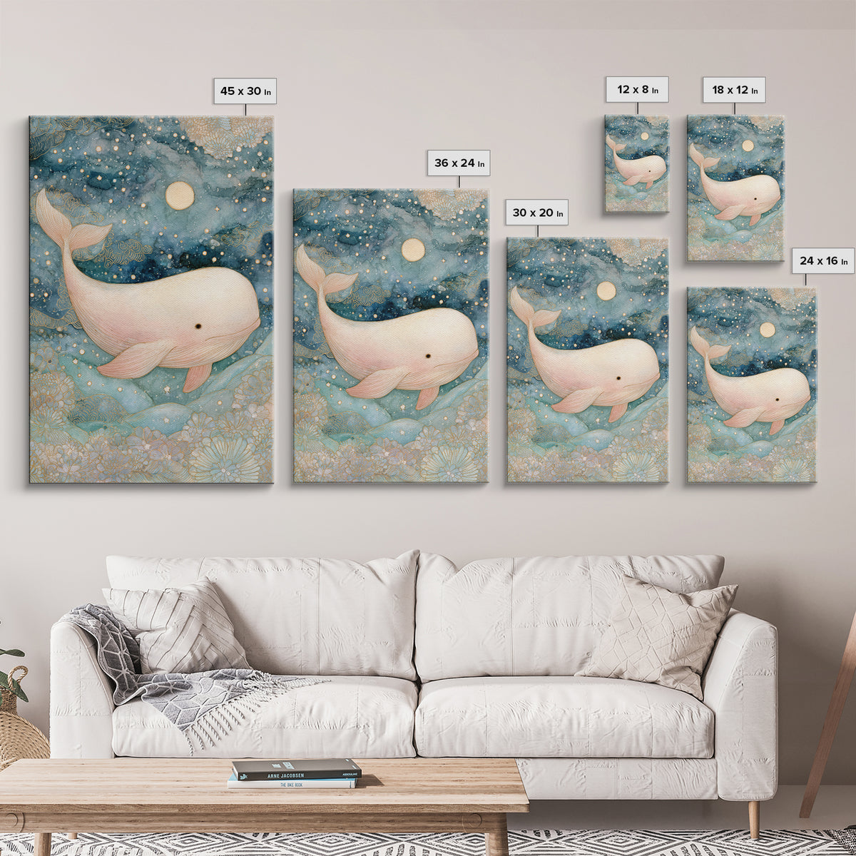 Baby Whale Swimming Through Stars Canvas Print, Nursery Decor, Gallery Decor, Fine Art, Nursery, Wall Art, Home Decor, NDE-2x3-16