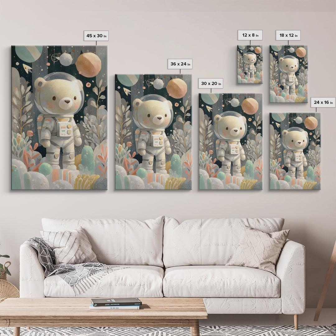 Little Astronaut Bear Canvas Print, Nursery Decor, Playroom Decor, Fine Art, Nursery, Boy Nursery Decor, Gallery Decor, NDE-2x3-71
