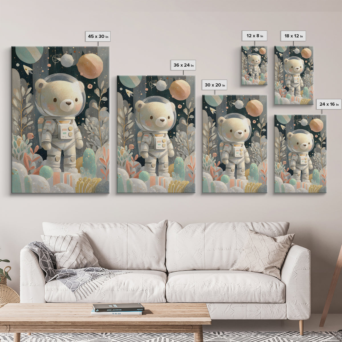 Little Astronaut Bear Canvas Print, Nursery Decor, Playroom Decor, Fine Art, Nursery, Boy Nursery Decor, Gallery Decor, NDE-2x3-71