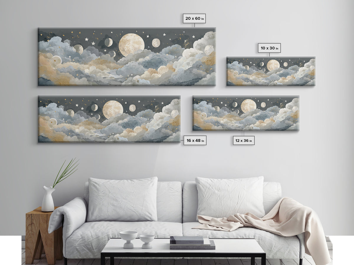 Moon Phase Mobile Canvas Print, Nursery Decor, Fine Art, Nursery, Floral Wall Art, Botanical Wall Art, Safari Nursery Decor, NDE-3x1-43