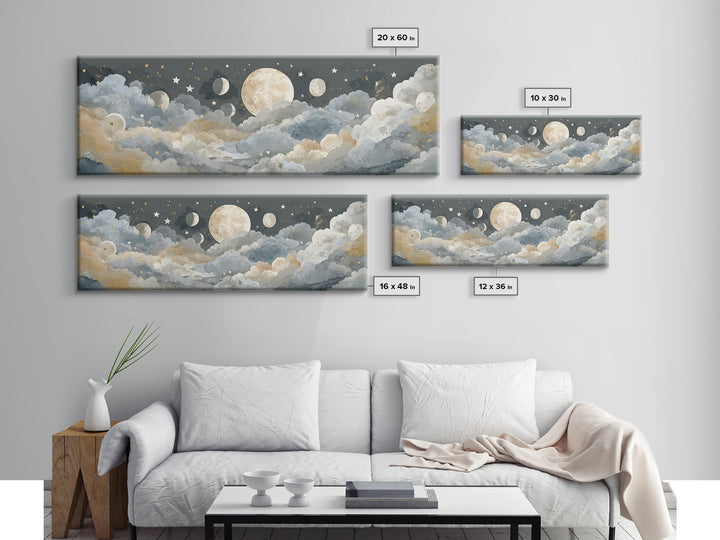 Moon Phase Mobile Canvas Print, Nursery Decor, Fine Art, Nursery, Floral Wall Art, Botanical Wall Art, Safari Nursery Decor, NDE-3x1-43