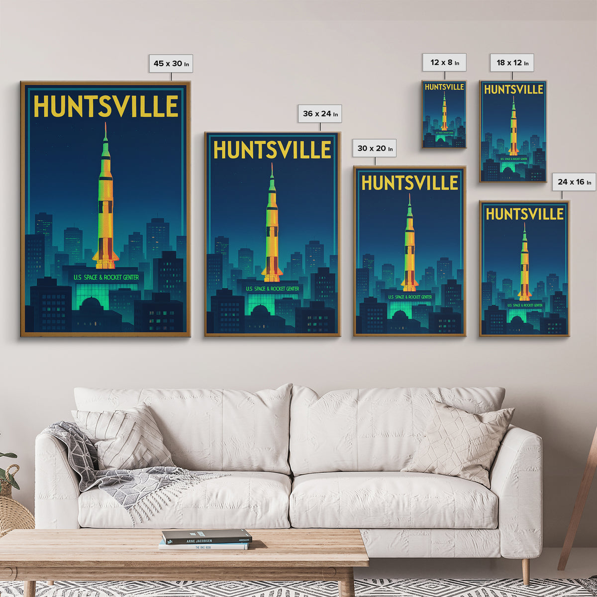 Huntsville Travel Poster, Framed Canvas Print, Cyberpunk Style City Art, Huntsville Art Print, Eclectic Wall Decor, City Travel Prints