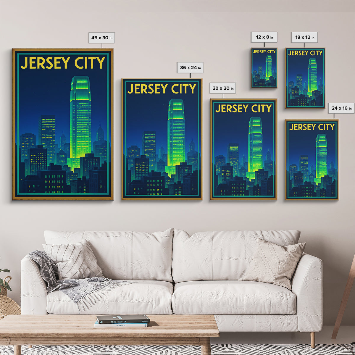 Jersey City Travel Poster, Canvas Print, Electric Night Poster Art, Jersey City Travel Art, Gift For Travelers, Travel Wall Art
