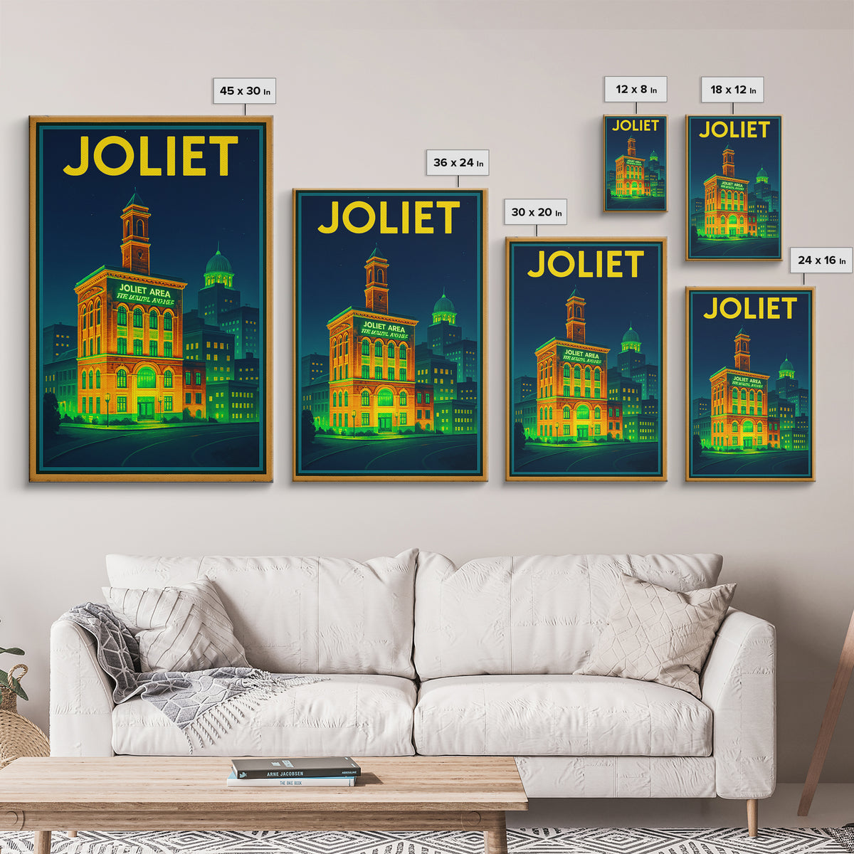 Joliet Travel Poster, Canvas Print, Electric Night Poster Art, Joliet Poster Print, Travel Wall Art, Vintage City Poster, Retro Travel Print