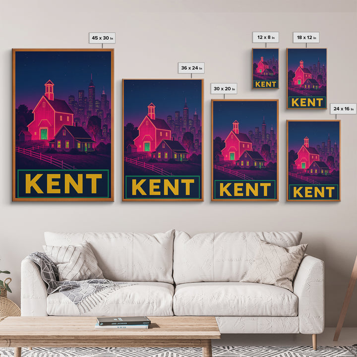 Kent Washington Travel Poster, Canvas Print, Cyberpunk Style City Art, Kent Art Print, City Art Print, Fine Art Print, Travel Art Print