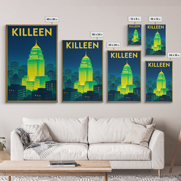 Killeen Travel Poster, Canvas Print, Electric Night Poster Art, Killeen Wall Art, Travel Poster Art, Travel Art Print, Vintage Travel Art