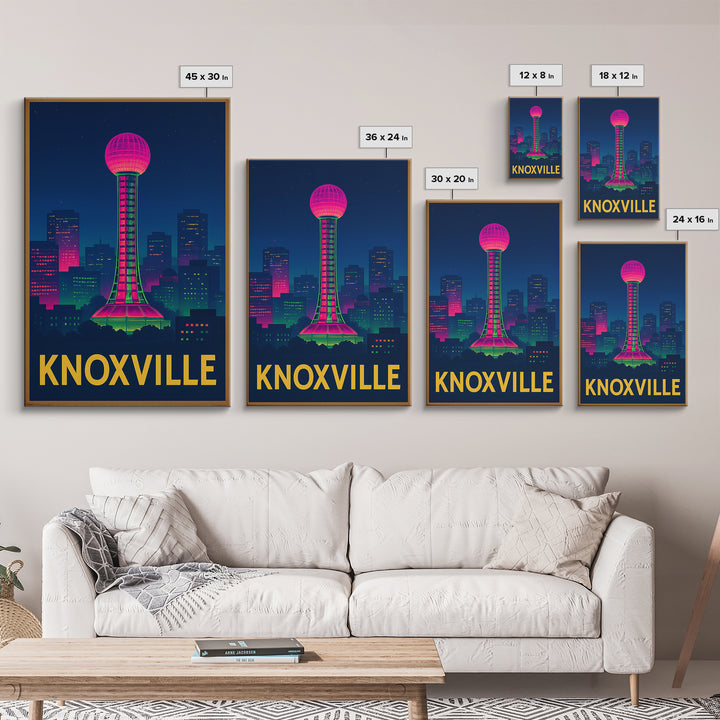 Knoxville Tennessee Travel Poster, Canvas Print, Electric Night Poster Art, Knoxville Poster Print, Wall Art, Vintage City Poster