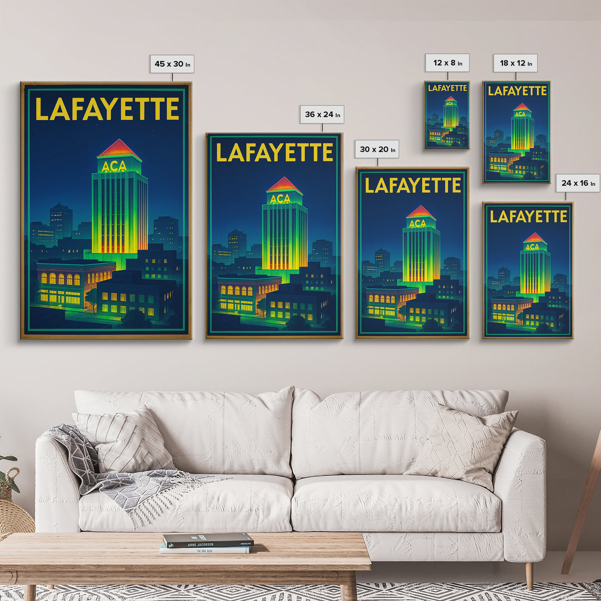 Lafayette Travel Poster, Canvas Print, Electric Night Poster Art, Lafayette Wall Art, Living Room Wall Art, Travel Wall Decor, Design 2