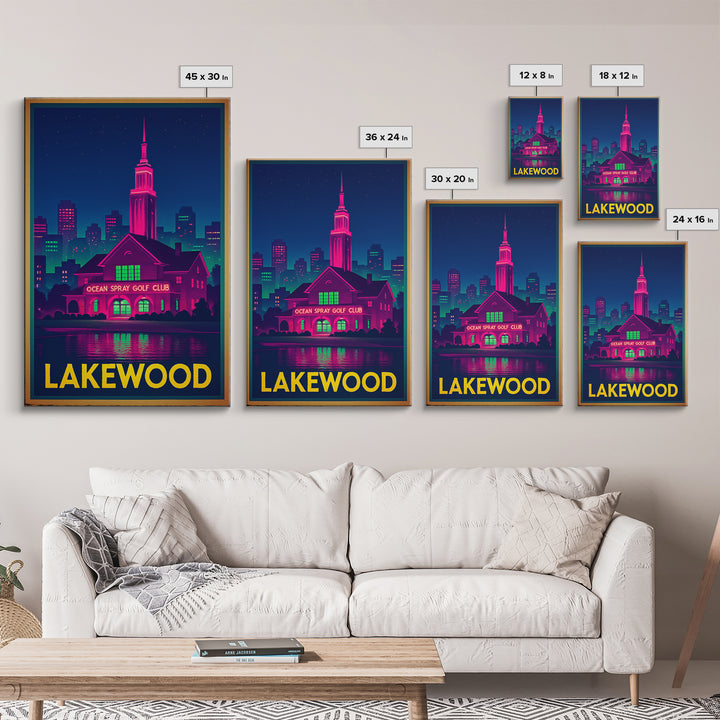Lakewood Travel Poster, Framed Canvas Print, Cyberpunk Style City Art, Lakewood Travel Art, City Travel Prints, City Illustration