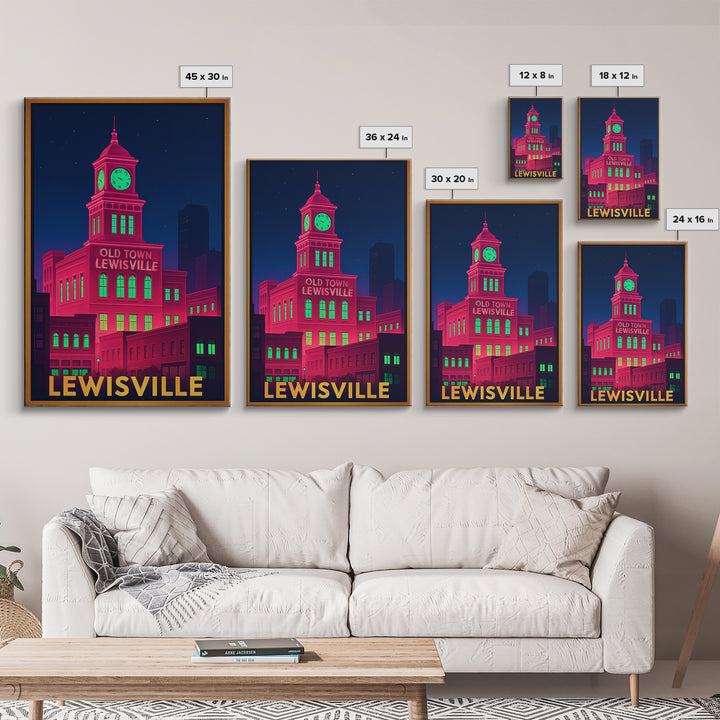 Lewisville Texas Travel Poster, Canvas Print, Cyberpunk Style City Art, Lewisville Travel Art, Modern Wall Decor, Eclectic Wall Decor