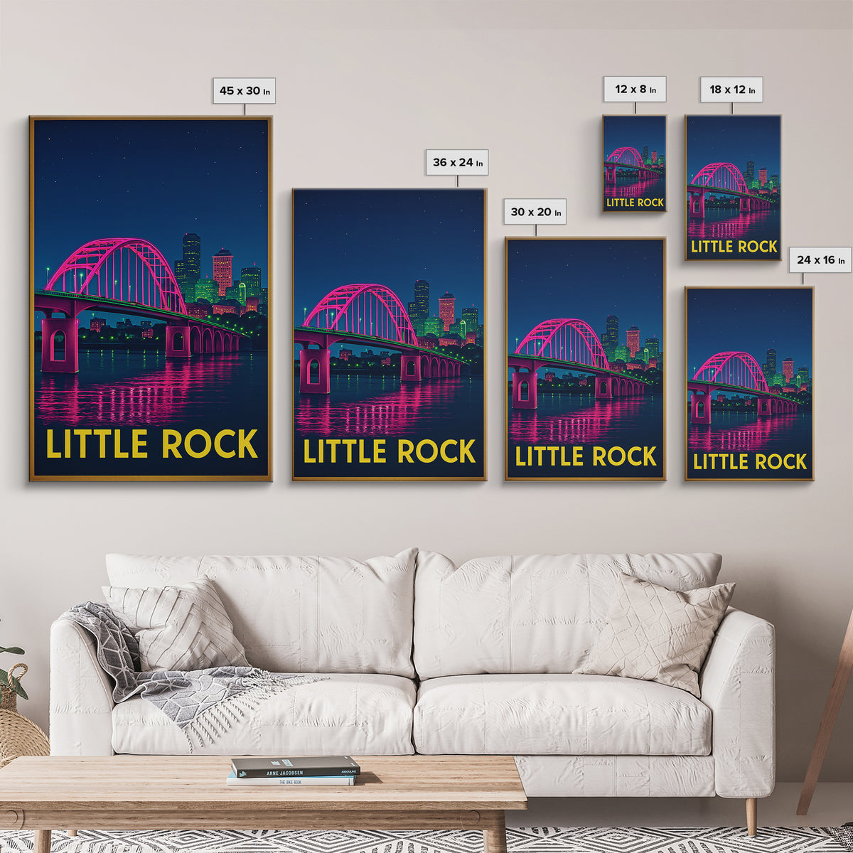 Little Rock Arkansas Travel Poster, Canvas Print, Neon Cityscape Wall Art, Little Rock Wall Art, Travel Prints, Vintage City Art, Poster Art