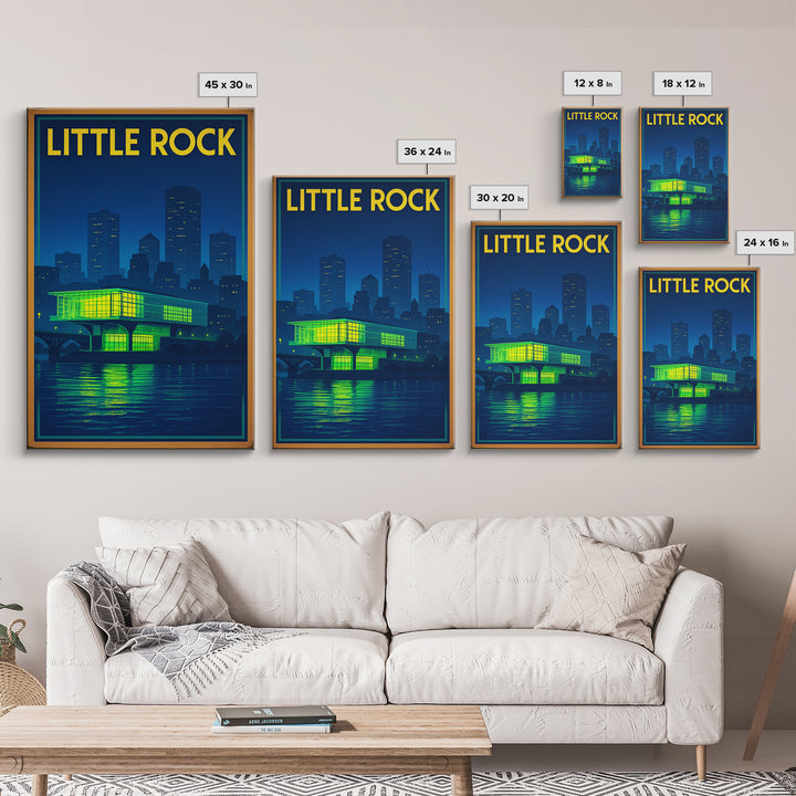 Little Rock Travel Poster, Canvas Print, Retro Neon Travel Art, Little Rock Travel Art, Wanderlust Decor, City Art Print, Gift For Travelers