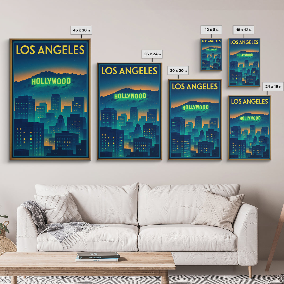 Los Angeles California Travel Poster, Canvas Print, Cyberpunk Style City Art, Los Angeles Travel Art, Retro Travel Print, Wall Decor