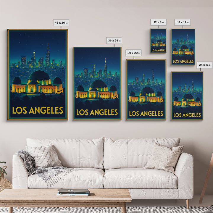 Los Angeles Travel Poster, Framed Canvas Print, Cyberpunk Style City Art, Los Angeles Wall Art, Travel Poster Art, Vintage City Poster