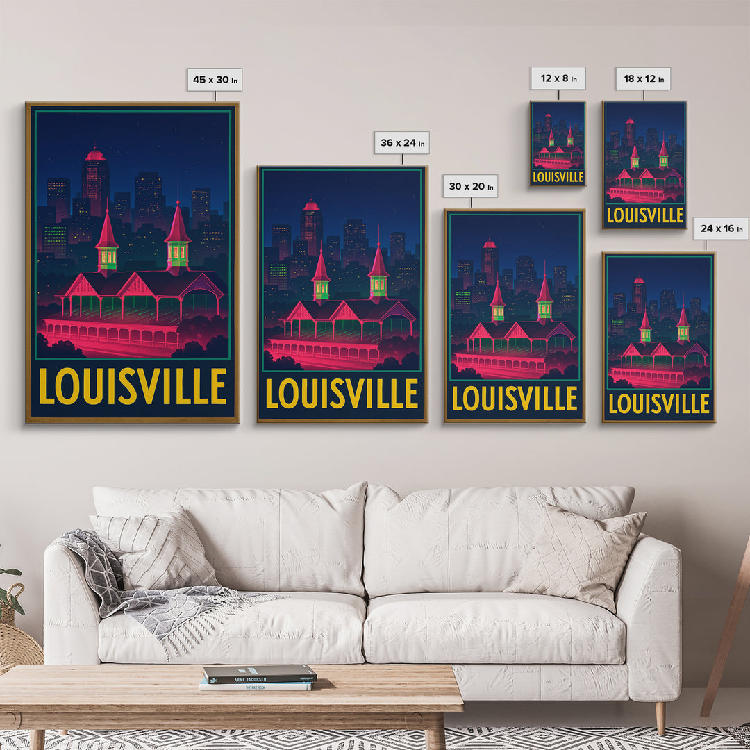 Louisville Kentucky Travel Poster, Canvas Print, Electric Night Poster Art, Louisville Travel Art, Vintage Travel Print, Travel Art Print