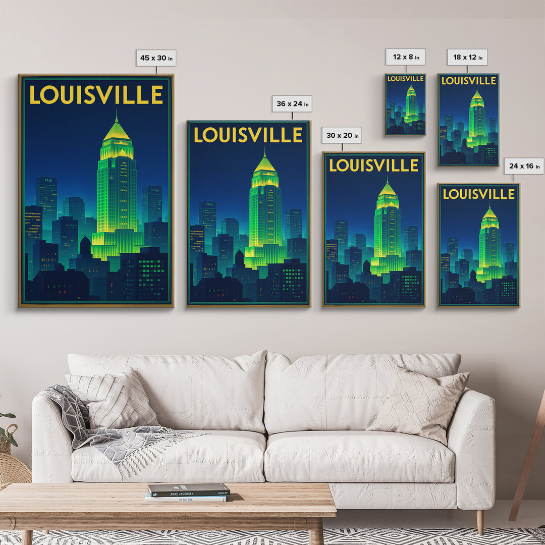 Louisville Travel Poster, Canvas Print, Cyberpunk Style City Art, Louisville Poster Print, City Travel Prints, City Art Print, Design 2
