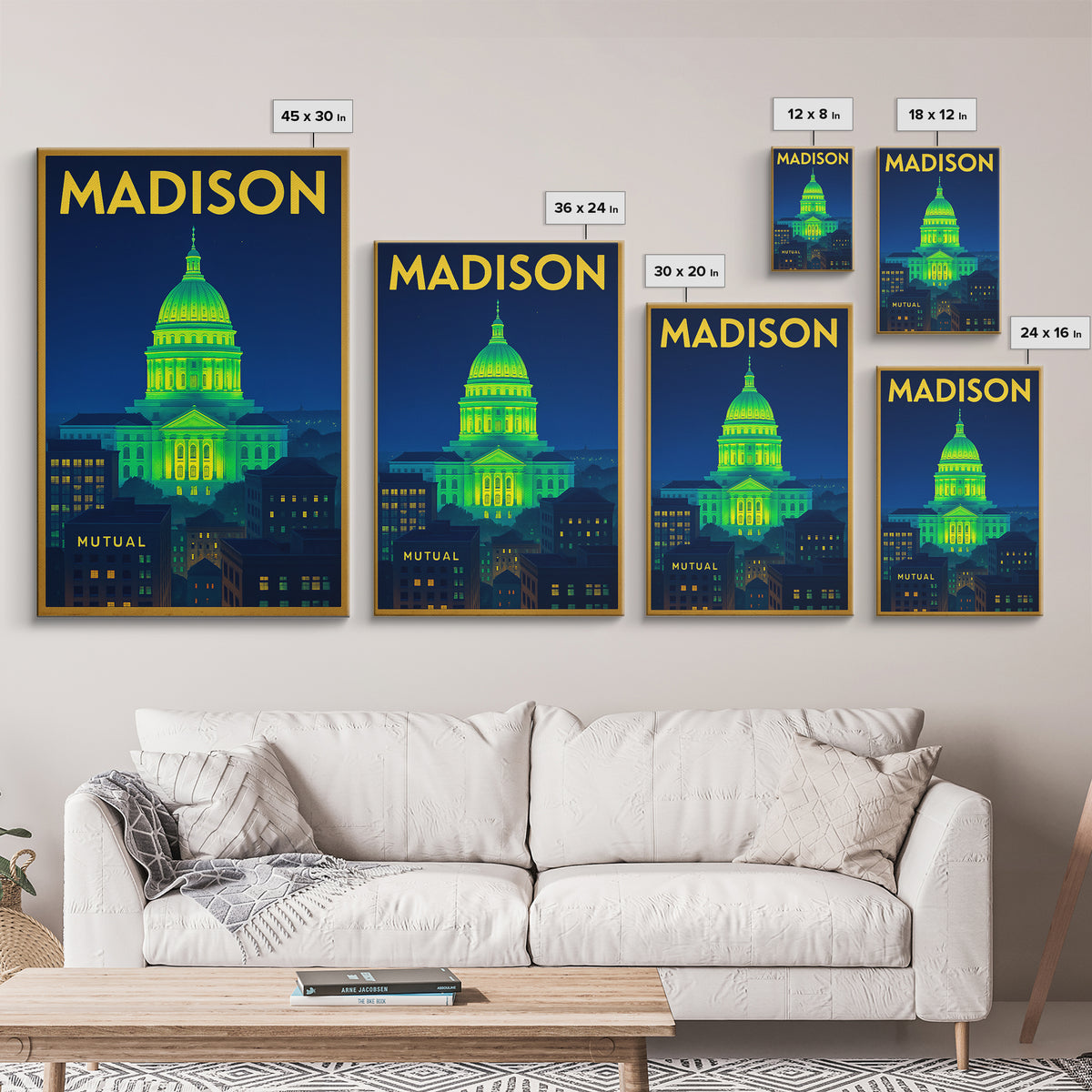 Madison Travel Poster, Framed Canvas Print, Electric Night Poster Art, Madison City Art, Travel Wall Art, Travel Wall Decor, Travel Print
