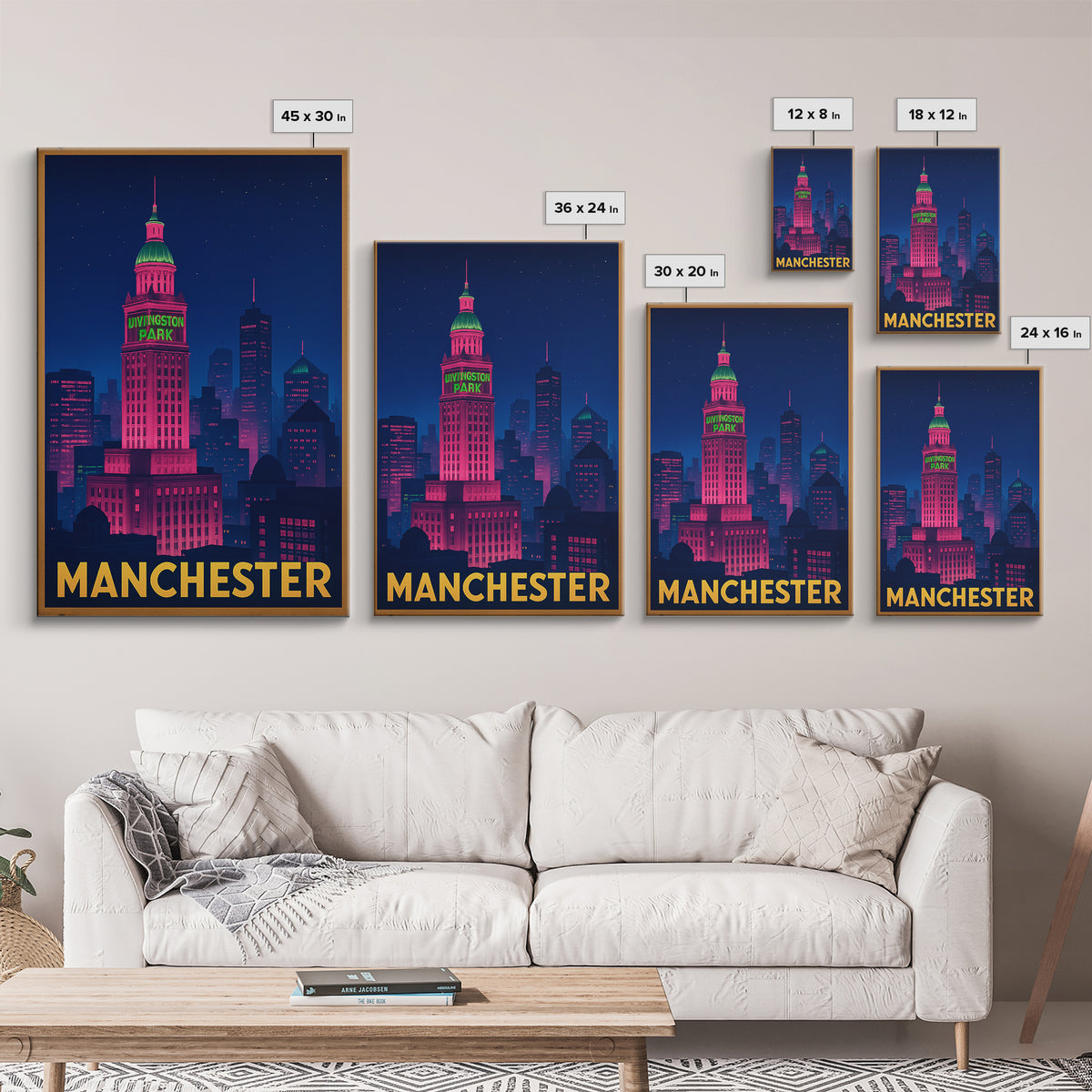Manchester New Hampshire Travel Poster, Canvas Print, Neon Skyline Art Wall Art, Manchester Art Print, Travel Wall Art, City Travel Prints