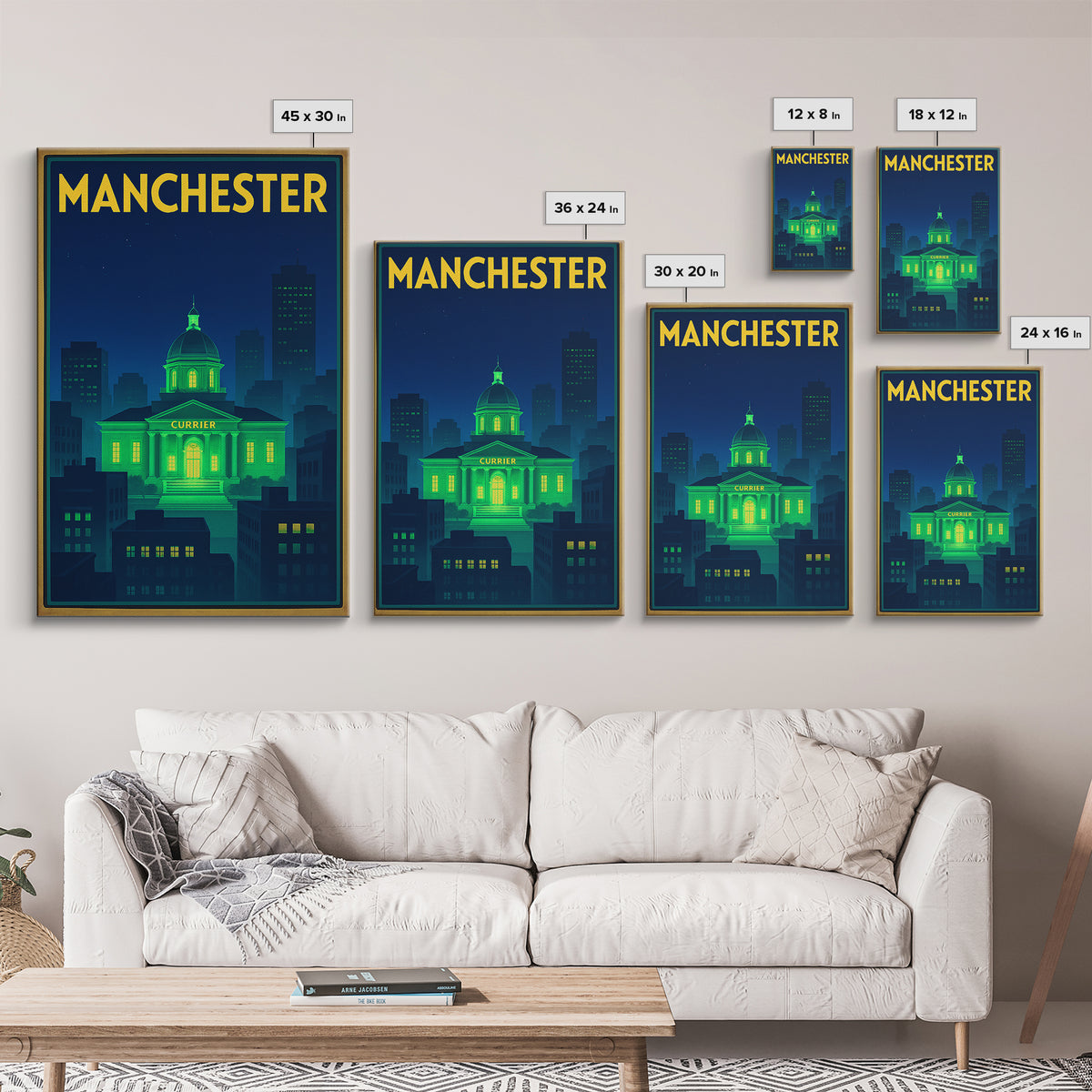 Manchester Travel Poster, Canvas Print, Neon Cityscape Wall Art, Manchester Art Print, Eclectic Wall Decor, Home Office Decor, Design 2