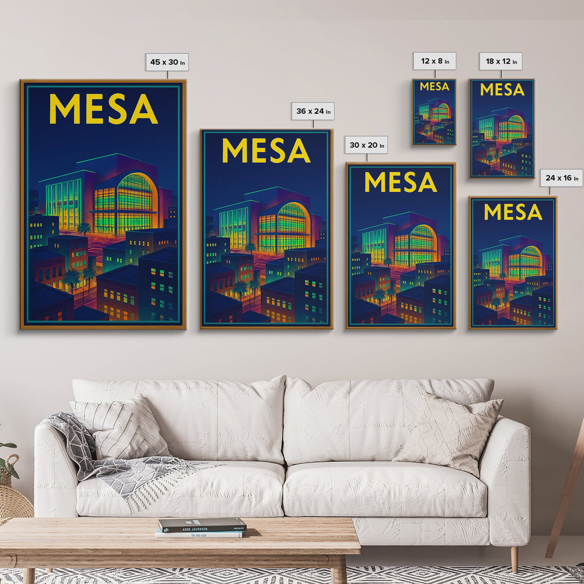 Mesa Travel Poster, Canvas Print, Cyberpunk Style City Art, Mesa Wall Art, Fine Art Print, City Travel Prints, Living Room Wall Art