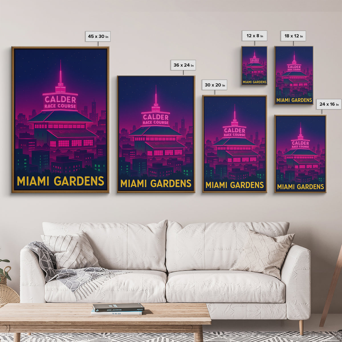 Miami Gardens Florida Travel Poster, Canvas Print, Electric Night Poster Art, Miami Gardens City Art, Home Office Decor, Retro Travel Print