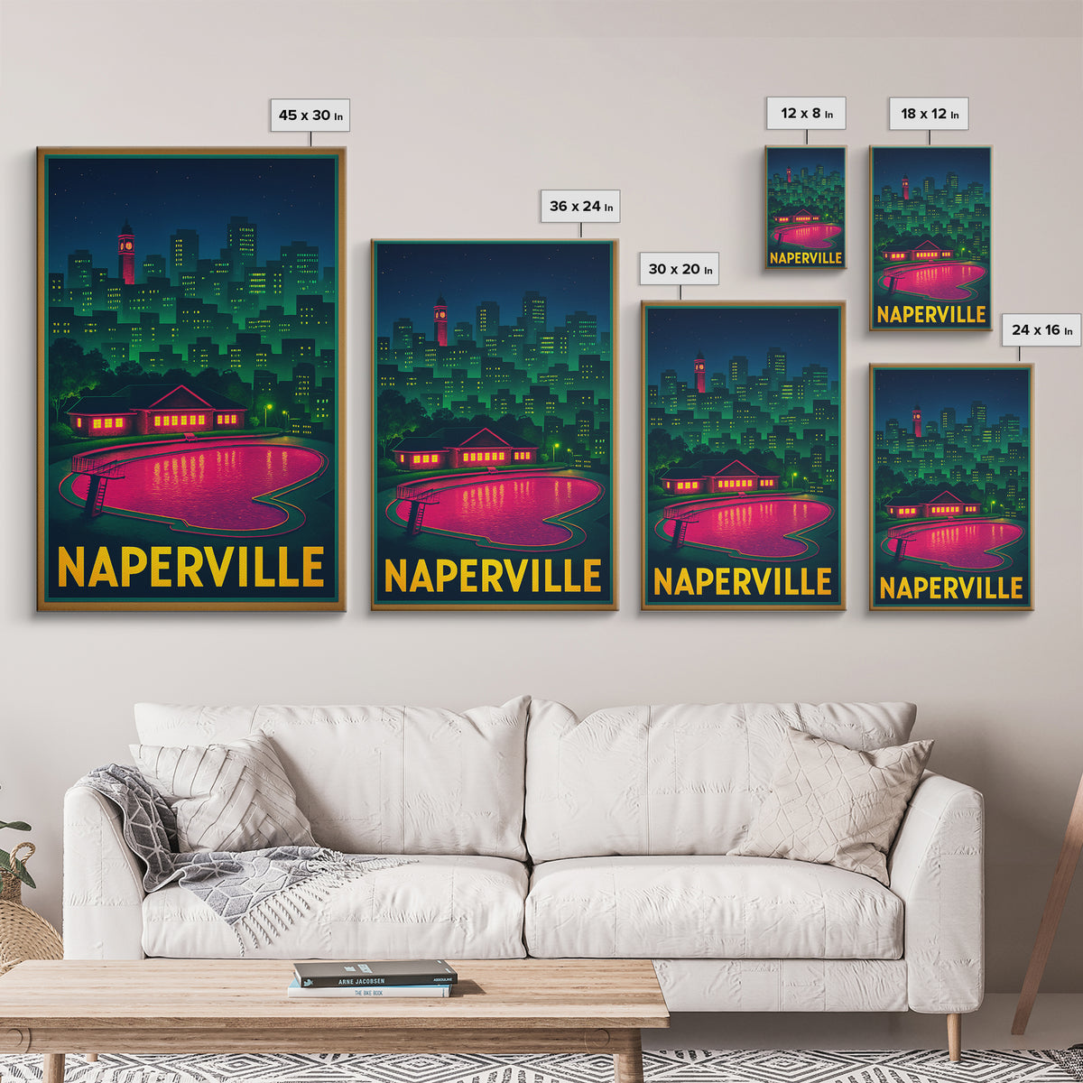 Naperville Travel Poster, Canvas Print, Cyberpunk Style City Art, Naperville Art Print, Living Room Wall Art, Gift For Travelers