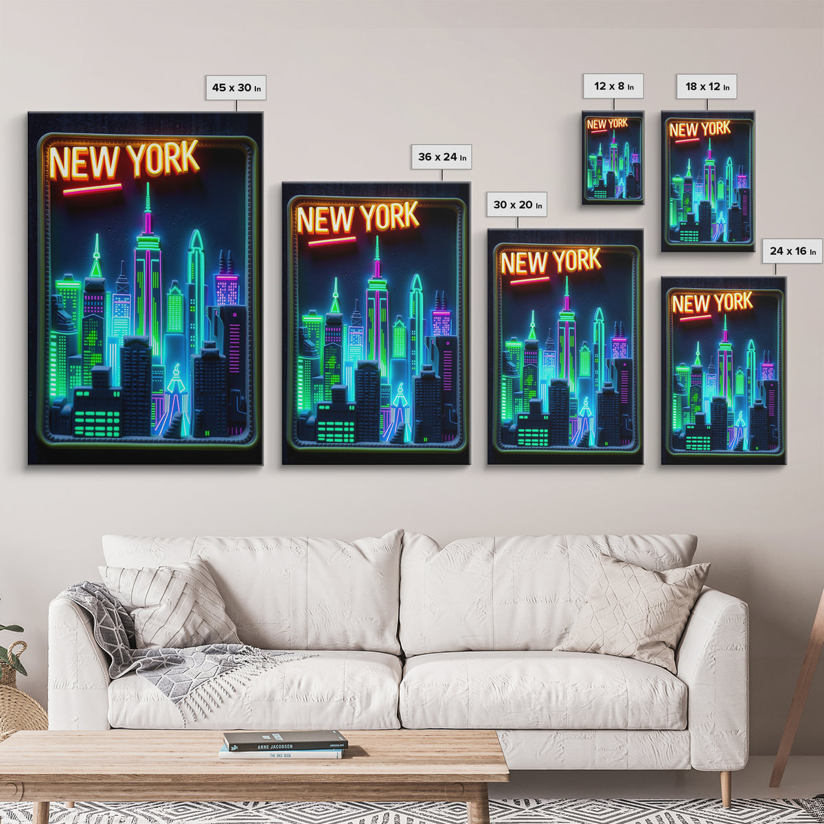 New York Travel Poster, Framed Canvas Print, Cyberpunk Style City Art, New York Poster Print, Gift For Travelers, Home Office Decor