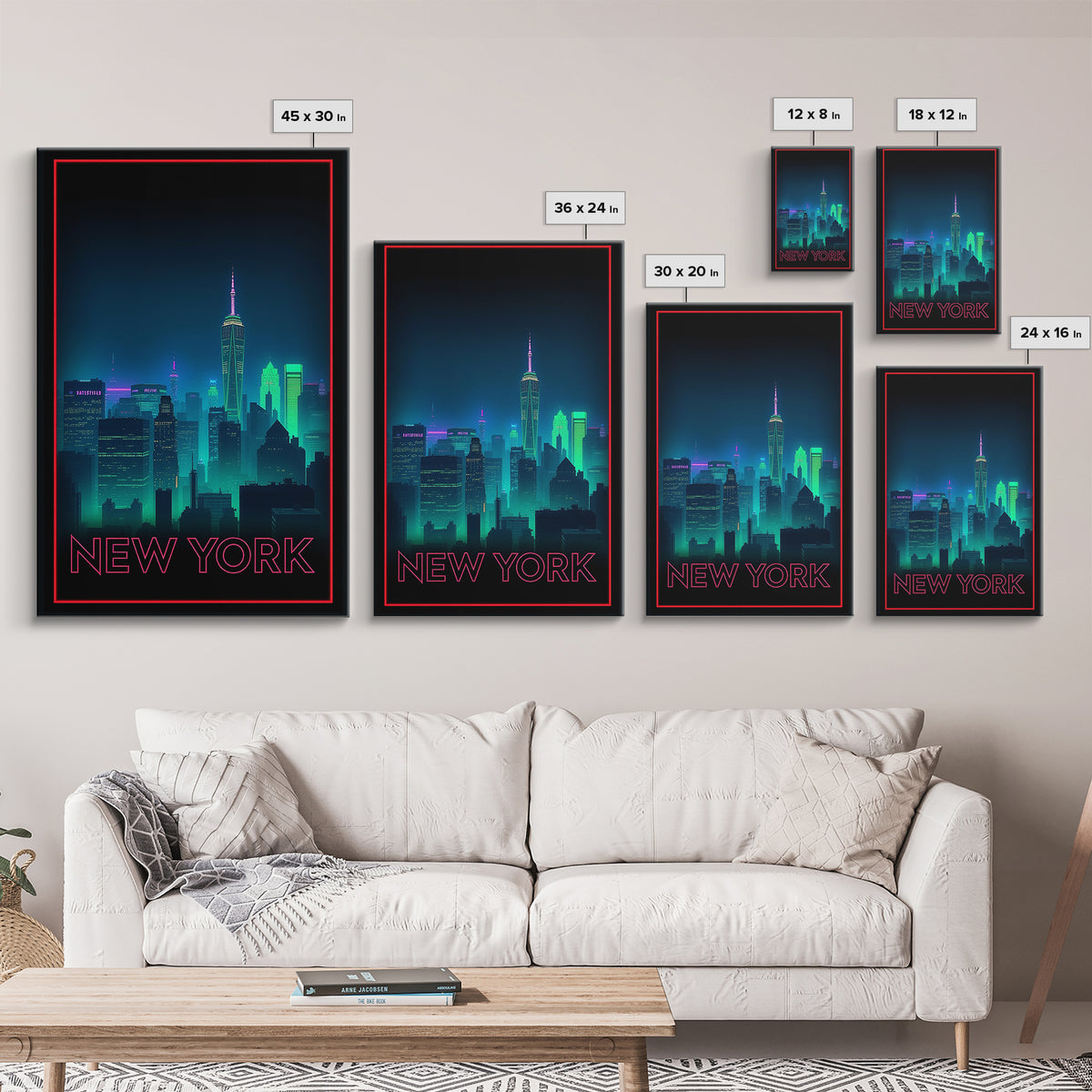 New York Travel Poster, Framed Canvas Print, Cyberpunk Style City Art, New York Poster Print, Fine Art Print, Vintage City Poster