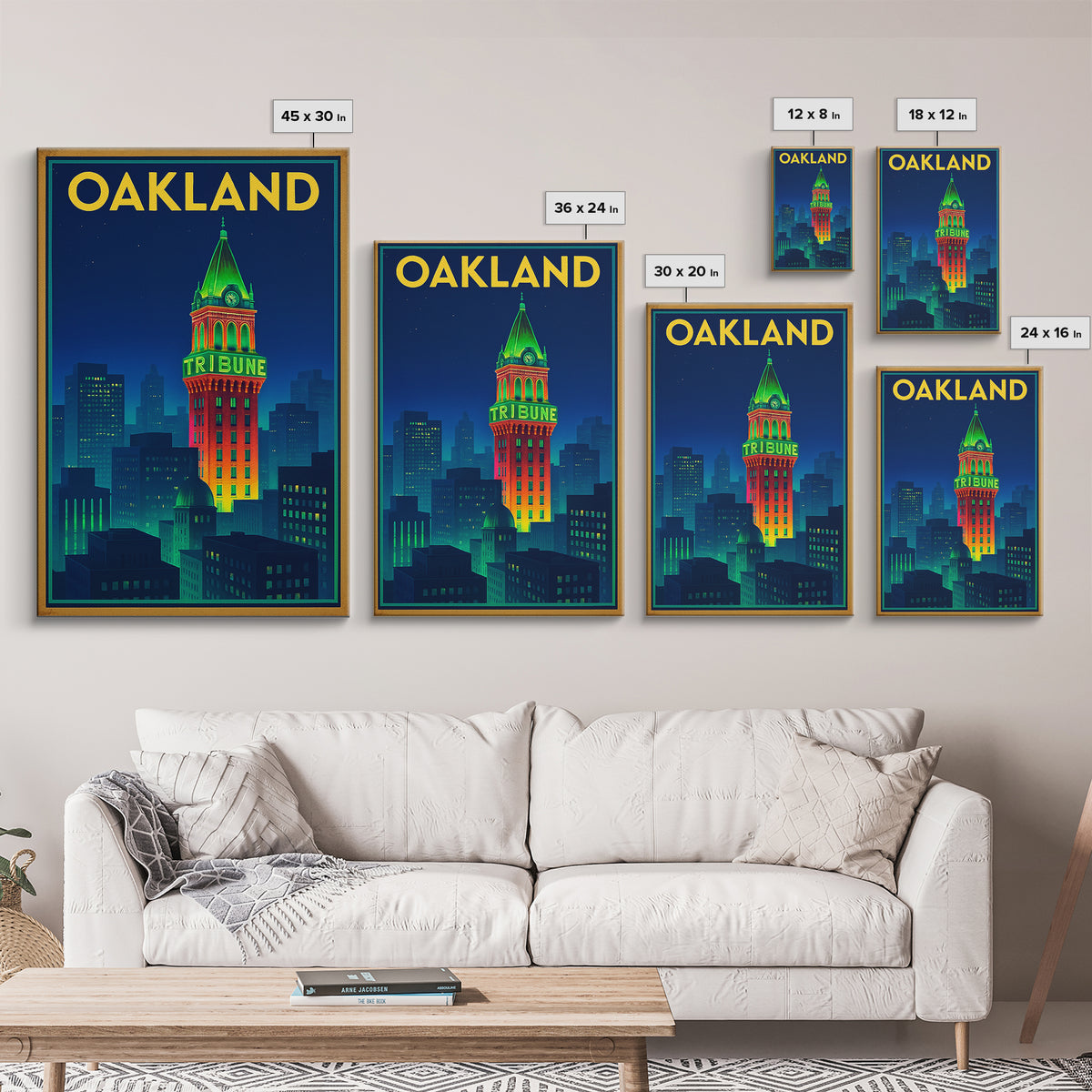 Oakland Travel Poster, Framed Canvas Print, Cyberpunk Style City Art, Oakland Poster Print, Travel Wall Decor, Wanderlust Decor