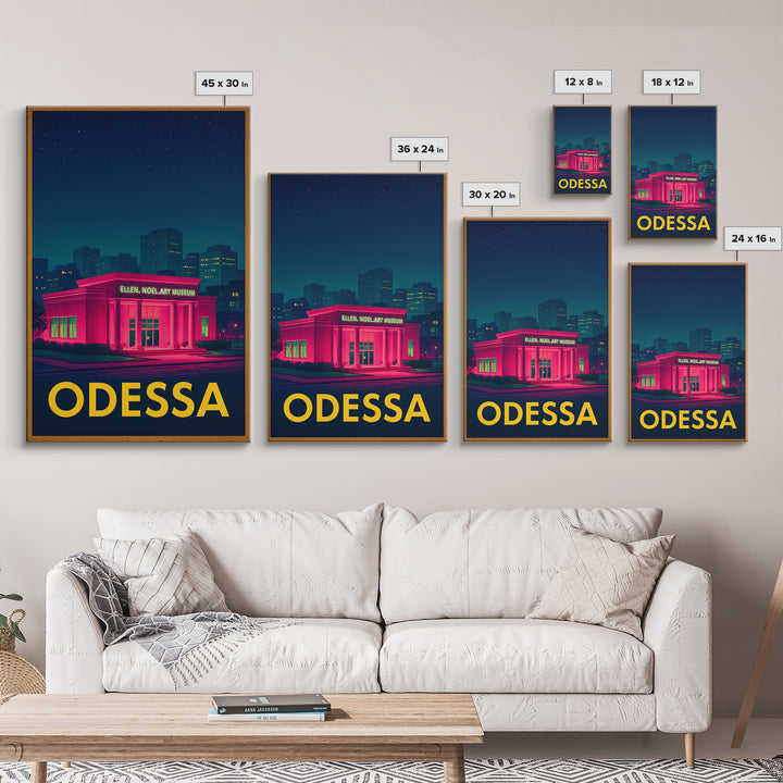 Odessa Texas Travel Poster, Canvas Print, Electric Night Poster Art, Odessa Wall Art, Gift For Travelers, Mid Century Wall Art, Office Decor