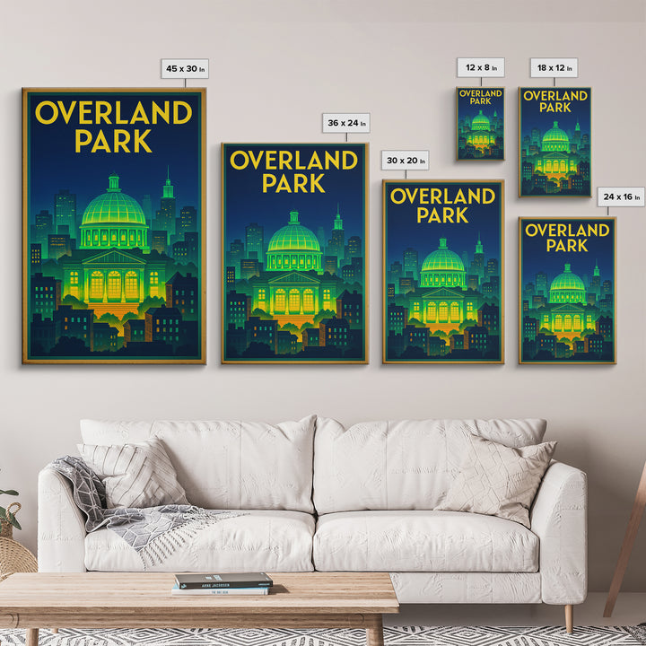 Overland Park Travel Poster, Canvas Print, Retro Neon Travel Art, Overland Park Art Print, City Illustration, Vintage Travel Print