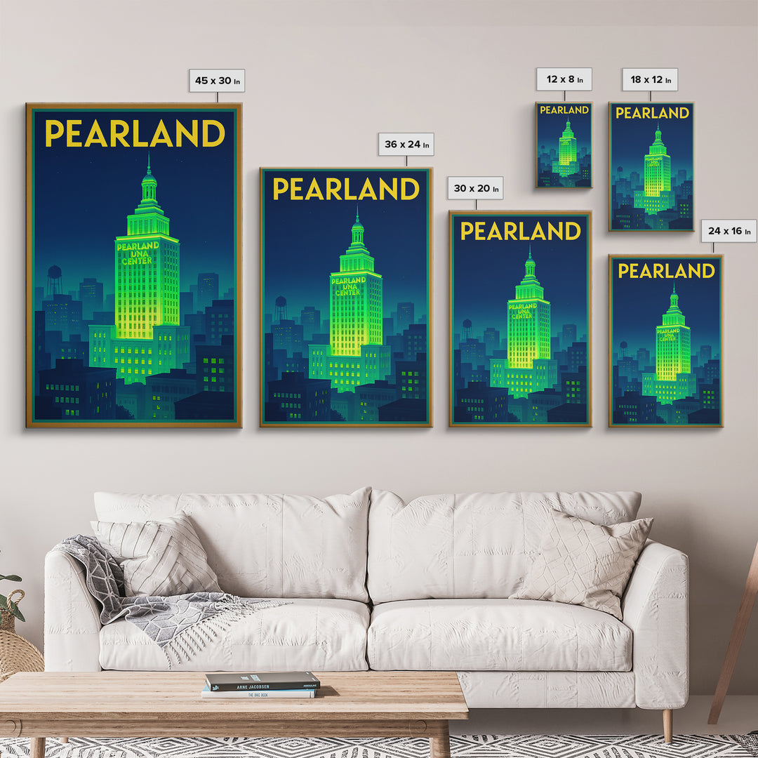 Pearland Travel Poster, Canvas Print, Cyberpunk Style City Art, Pearland Wall Art, Gift For Travelers, Travel Poster Set, Travel Wall Decor