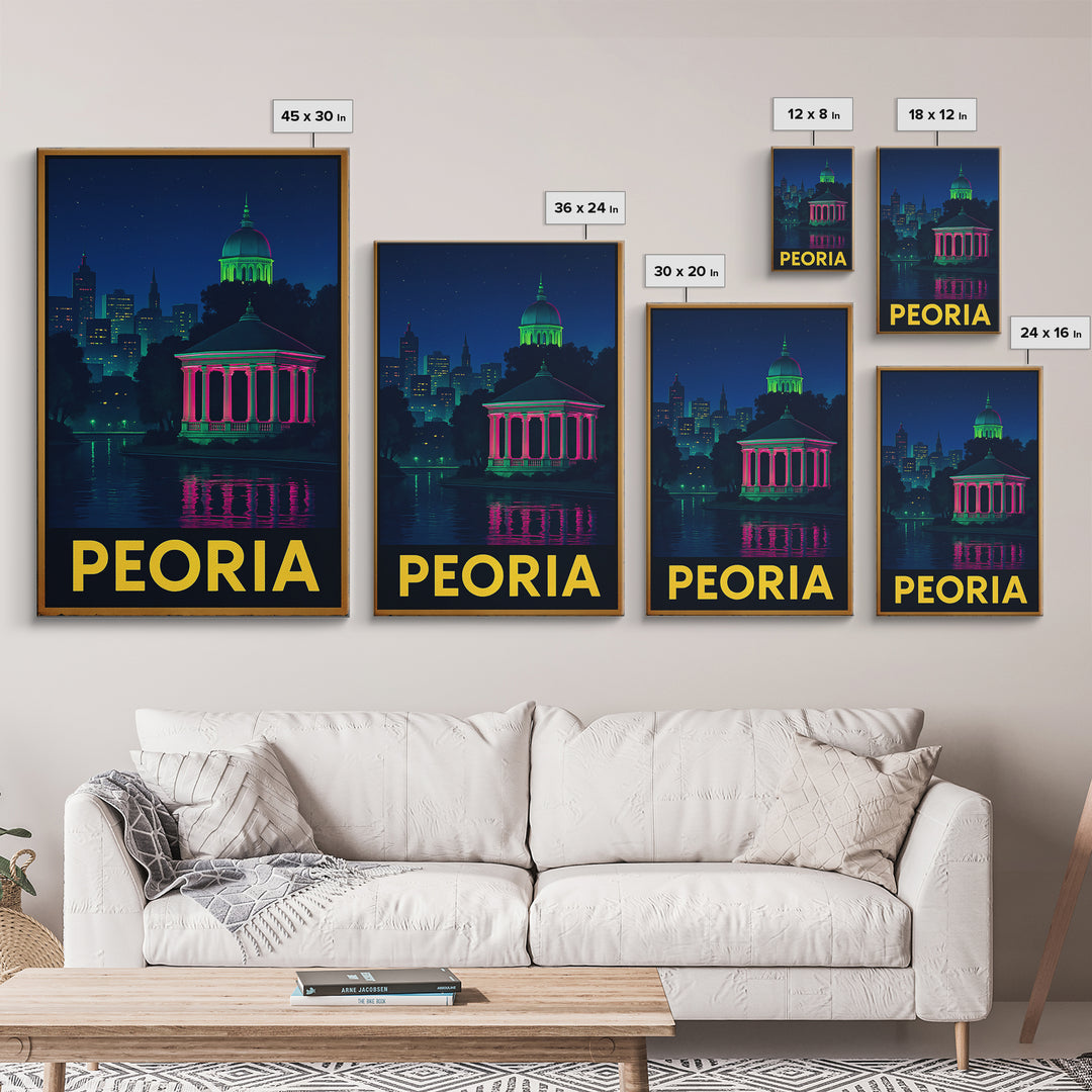 Peoria Arizona Travel Poster, Canvas Print, Electric Night Poster Art, Peoria City Art, Skyline Art, City Art Print, Retro Travel Print