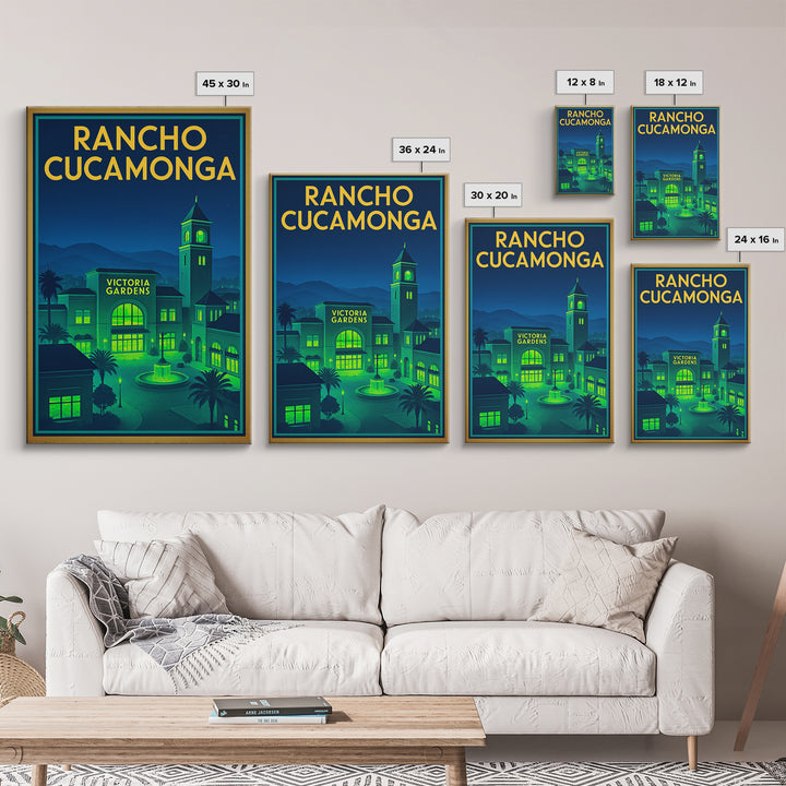 Rancho Cucamonga Travel Poster, Canvas Print, Retro Neon Travel Art, Rancho Cucamonga Travel Art, Travel Wall Art, Home Office Decor