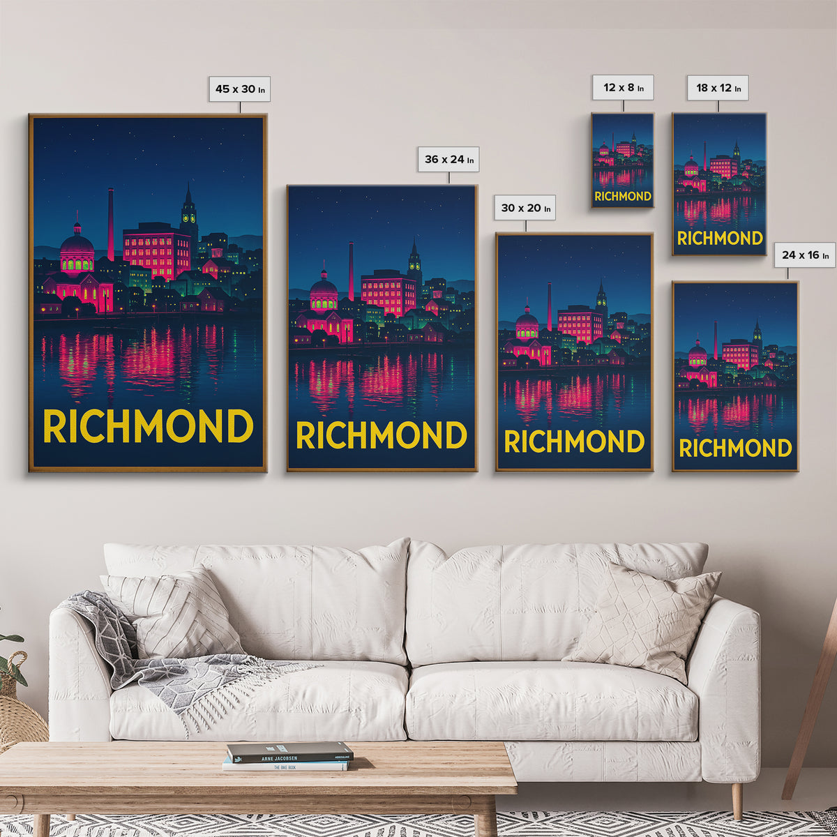 Richmond Virginia Travel Poster, Canvas Print, Cyberpunk Style City Art, Richmond Art Print, Fine Art Print, Travel Art Print, Retro Poster