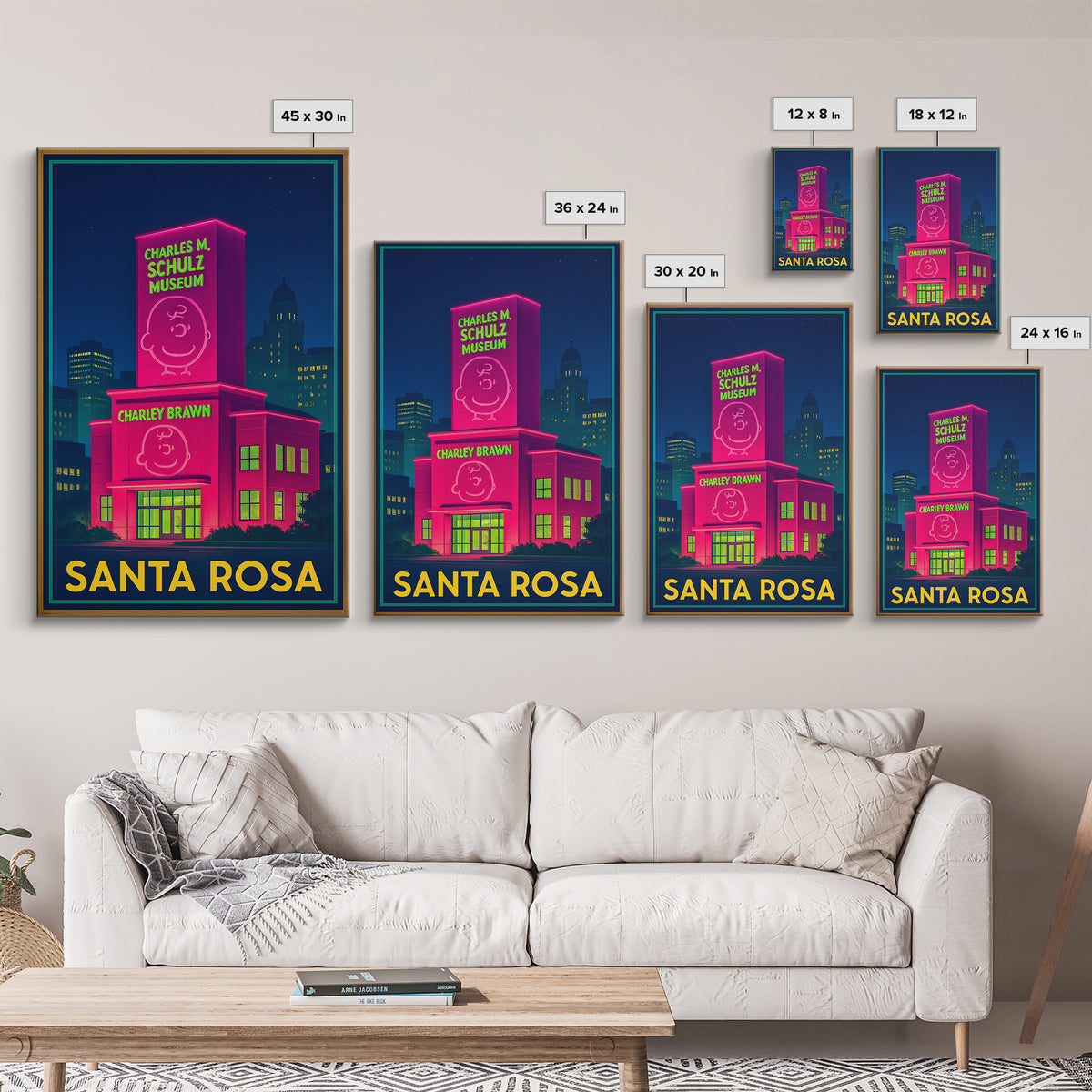 Santa Rosa California Travel Poster, Canvas Print, Electric Night Poster Art, Santa Rosa Poster Print, City Art Print, Vintage City Art